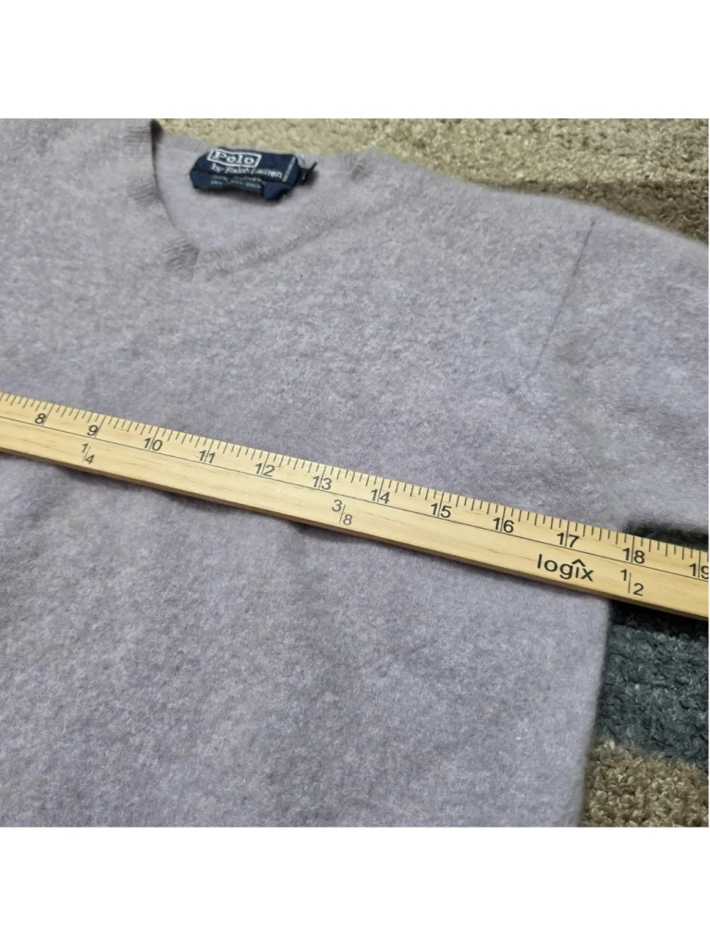 Polo Ralph Lauren 100% Cashmere Sweater Gray Knit Size L Soft Luxury
